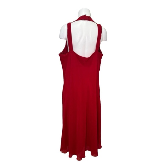 Addition Elle Red Vneck Midi Chiffon Fit & Flare Dress Size 24 - Picture 2 of 8